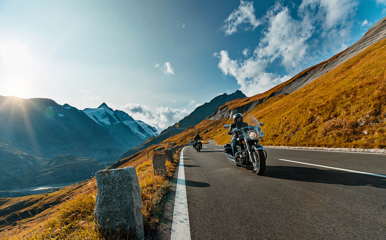 Motorcycle ride through mountains