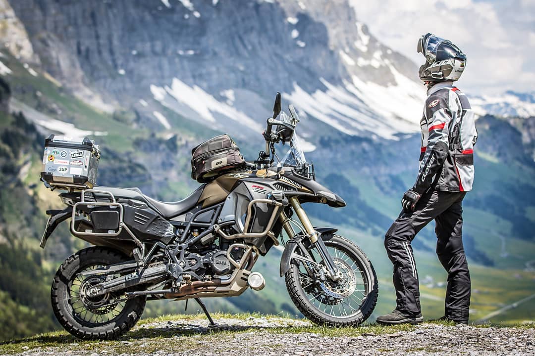 motorcycle rider in the mountains