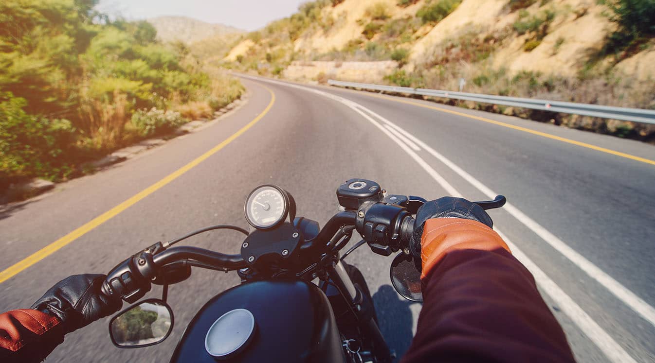 motorcyclist point of view on road