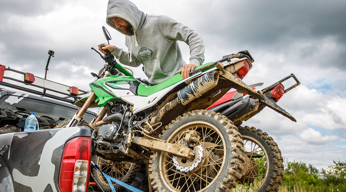 securing motorcycle to a trailer