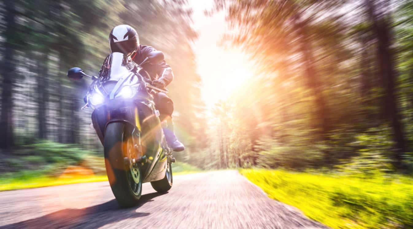 motorbike on the forest road