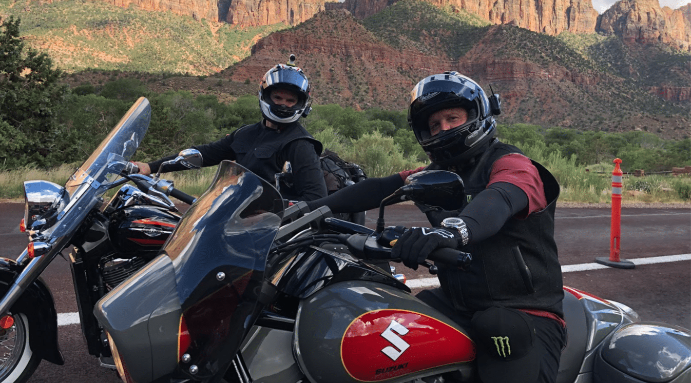 motorcyclists taking a break